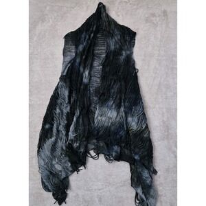 Distressed Shredded Top Overlay Black Blue Grunge Punk Sheer Whimsigoth Witchy